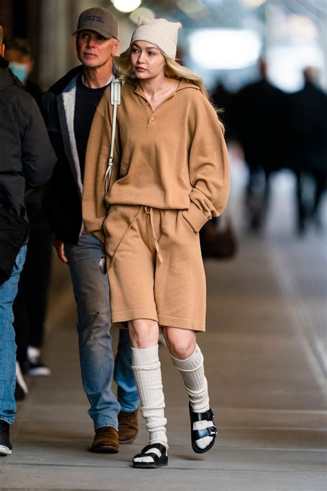 gigi hadid socks|Gigi Hadid's Birkenstock Clogs Are the Stars of Her Comfy Outfit.